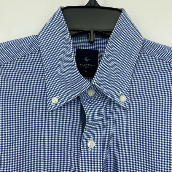 Tailorbyrd Collection Shirt Men's Sz M Blue Gingham Pocket Collared Button Down - Picture 7 of 8